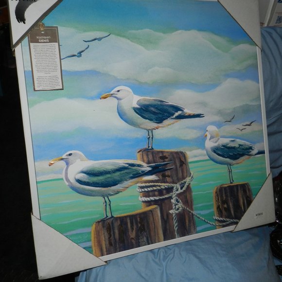 🆕Kathleen Denis 'Day Dreamin' 26" Seagull's Dreams Canvas Framed NWT